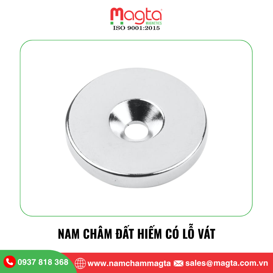 2 Nam châm đất hiếm có lỗ vát