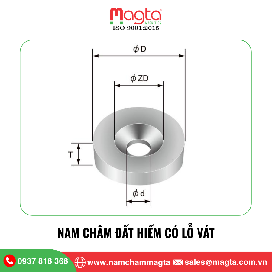 4 Nam châm đất hiếm có lỗ vát