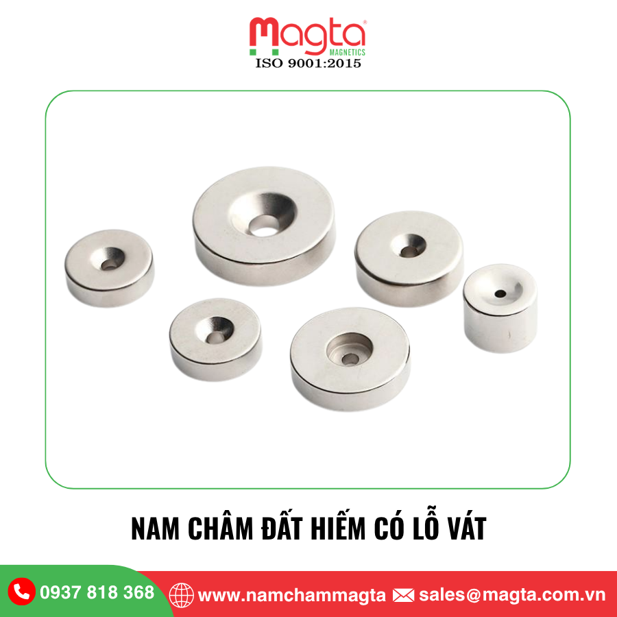 6 Nam châm đất hiếm có lỗ vát
