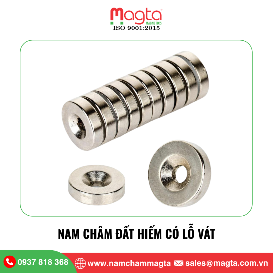 7 Nam châm đất hiếm có lỗ vát