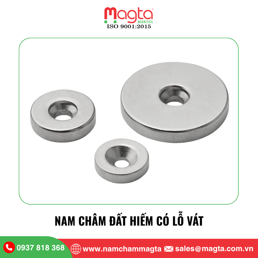 8 Nam châm đất hiếm có lỗ vát