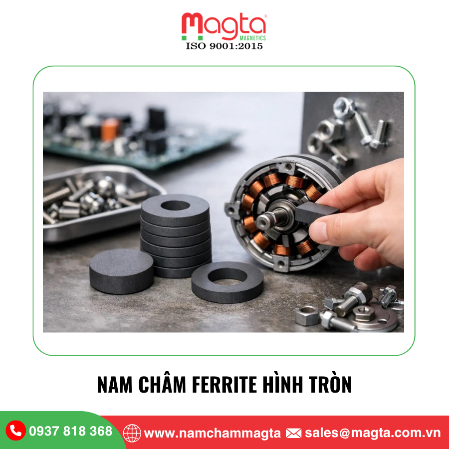 namchammagta nam châm ferrite hình tròn Nam châm Ferrite hình tròn